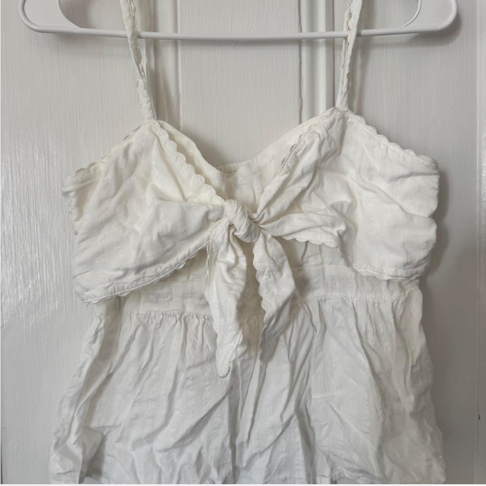 Old Navy White Tie-Front Top